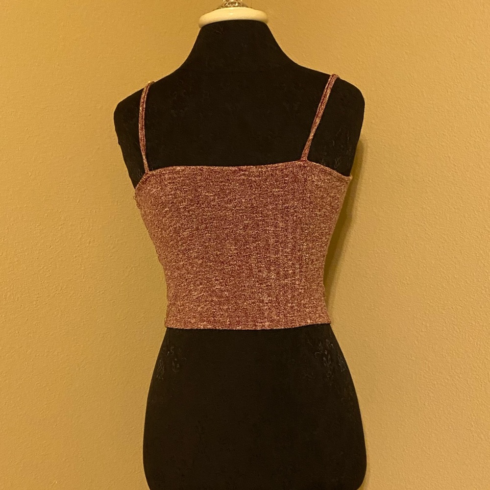 ❤️ Shein Maroon Ribbed Stretch Crop Top with Spaghetti Straps